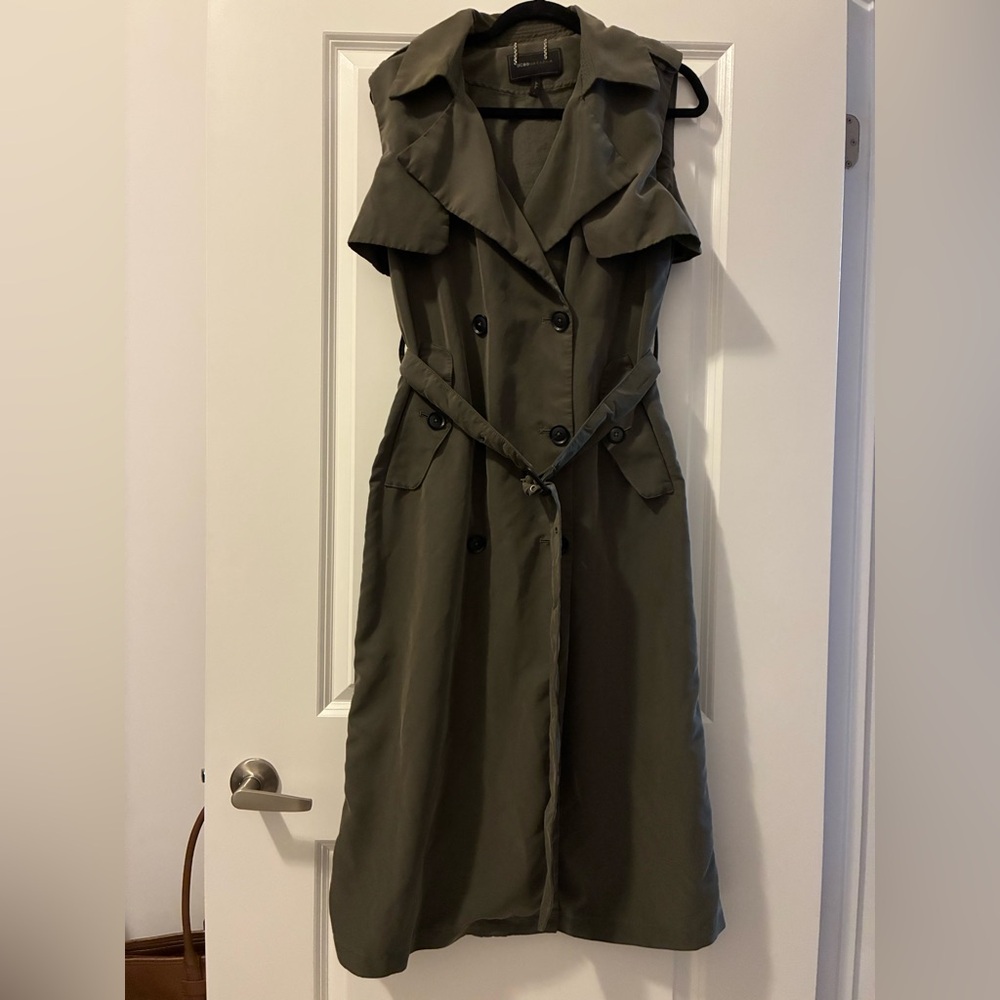 BCBGMaxAzria Size S Paloma Sleeveless Trench Dress - Army Green - Picture 2 of 6